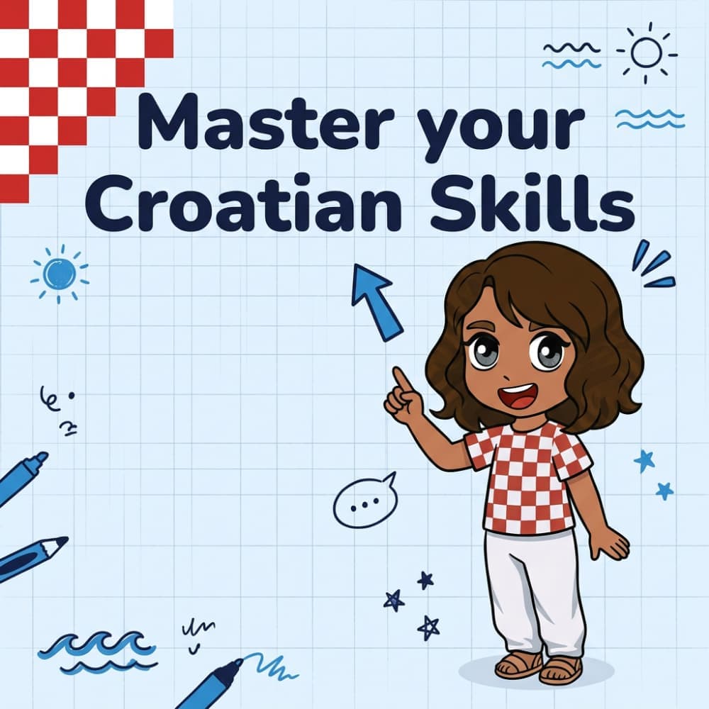 „Master your Croatian Skills“ — Ivana zeigt nach oben
